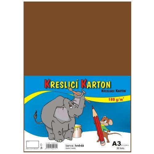 kreslící karton barevný hnědý  A3 180gr. / 50 ks