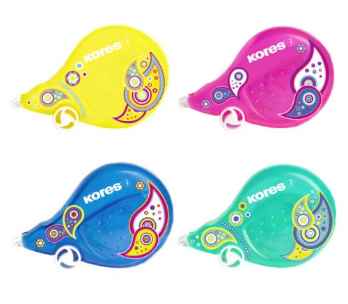 Korekční strojek SCOOTER barevný Paisley 8 m x 4,2 mm, mix 4 barevných ornamentů  KORES