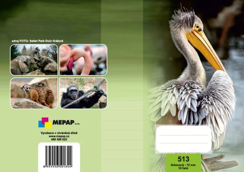 Sešit 513 10 listů linkovaný 12mm ZOO