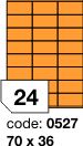 Samolepící etikety 70x36 fluo oranžové 24 etiket arch