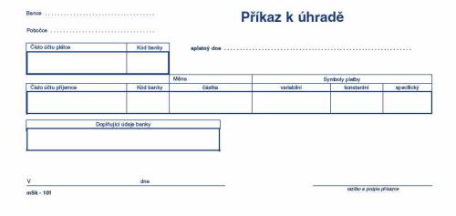 Příkaz k úhradě 1/3 A4 NCR , propisovací