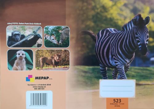 Sešit 523 linka 12mm, 20 listů ZOO