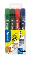 Pilot 400, sada 4 barev, permanentní popisovač s klínovým hrotem