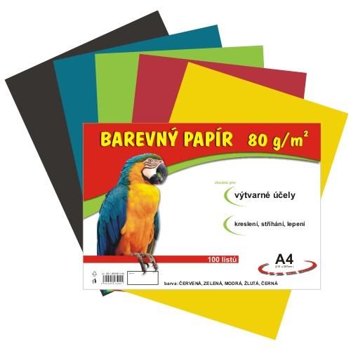 barevný papír A4 80gr. mix 12 barev