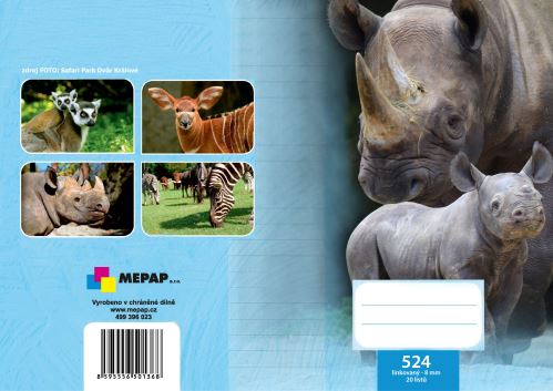 Sešit 524 linka 20 listů 8mm ZOO