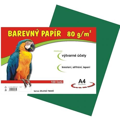 barevný papír A4 80gr. tmavě zelený 100 listů