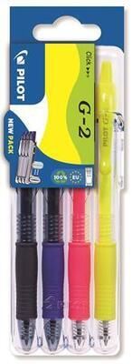 Gelové pero Set2go "G-2", 4 barvy, 0,32 mm, PILOT, BL-G2-7-S2G-BLNYNP