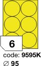 Samolepící etikety  kolečka 95mm žluté fluo A4 /100ks
