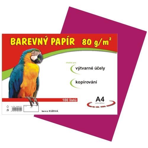 barevný papír A4 80gr. růžový  100 listů