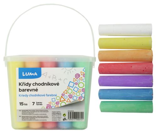 KŘÍDY CHODNÍKOVÉ 15KS BAREVNÉ, BOX