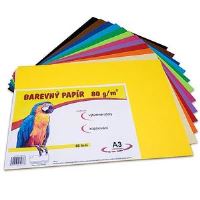 Barevný papír A3 80 g - 60 ks, Mix 12 barev po 5 listech