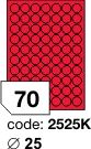 etikety A4 kolečka 25mm fluo červené