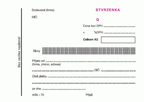 Stvrzenka A6 - nečíslovaná (blok 100 listů)  NCR , propisovací
