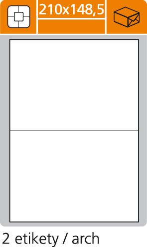 etikety 210x148,5 A4 2 etikety arch/1000 archů