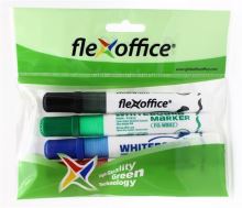 Popisovač na bílou tabuli "WB02", 4 barvy,  kuželový hrot, FLEXOFFICE