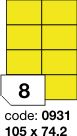 Samolepící etikety 105x74 fluo žluté 8 etiket arch