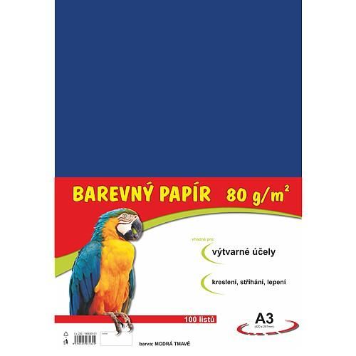 barevný papír A3 80gr. tmavě modrý 100 listů