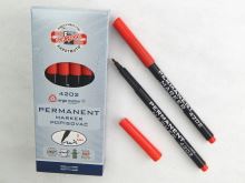 Popisovač permanentní KOH-I-NOOR 4202 červený, stopa 1 mm.