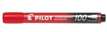 Pilot 100, červený, permanentní popisovač s kulatým hrotem