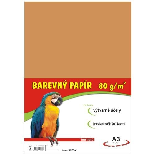 barevný papír A3 80gr. hnědý 100 listů