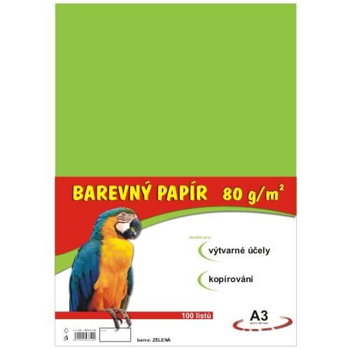 barevný papír A4 80gr. zelený 100 listů