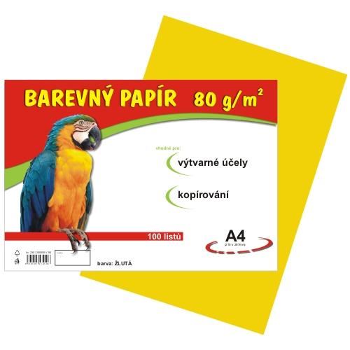 barevný papír A4 80gr. žlutý 100 listů