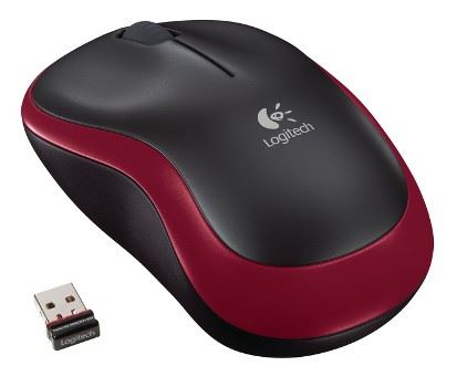 myš Logitech Wireless Mouse M185 nano, červená