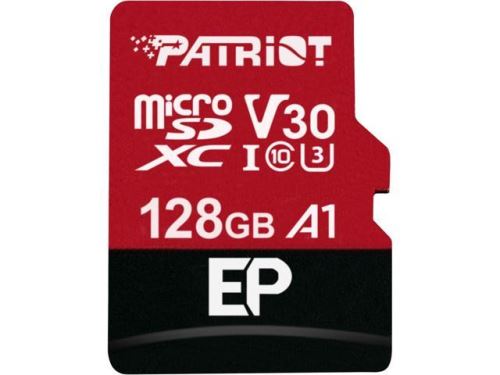 128GB microSDXC Patriot V30 A1, class 10 U3 100/80MB/s + adapter
