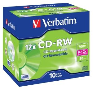 VERBATIM CD-RW(10-Pack)Jewel/High Speed/8x-10x/DLP/700MB