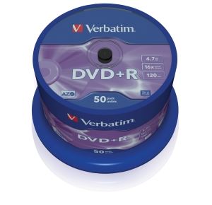 Média DVD+R Verbatim 4.7GB 16x, CakeBox, 50 kusů