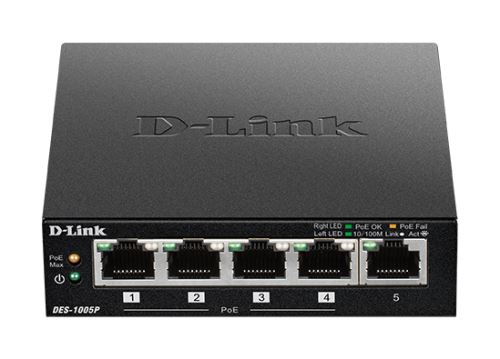 D-Link DES-1005P 5-port 10/100 switch, 4xPoE+,60W