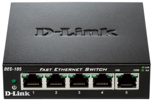 D-Link DES-105 kovový 5-port 10/100 Desktop Switch
