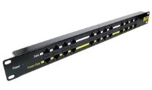 POE pasiv. Patch panel 19" UTP cat.5 12p 1U Black