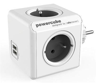 Zásuvka PowerCube ORIGINAL USB, Grey, 4 rozbočka, 2x USB
